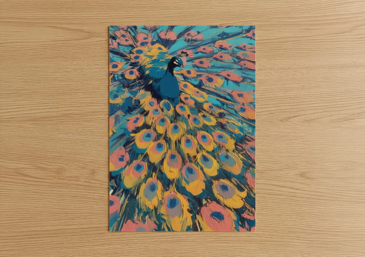 Vibrant Peacock Display Modern Wall Art