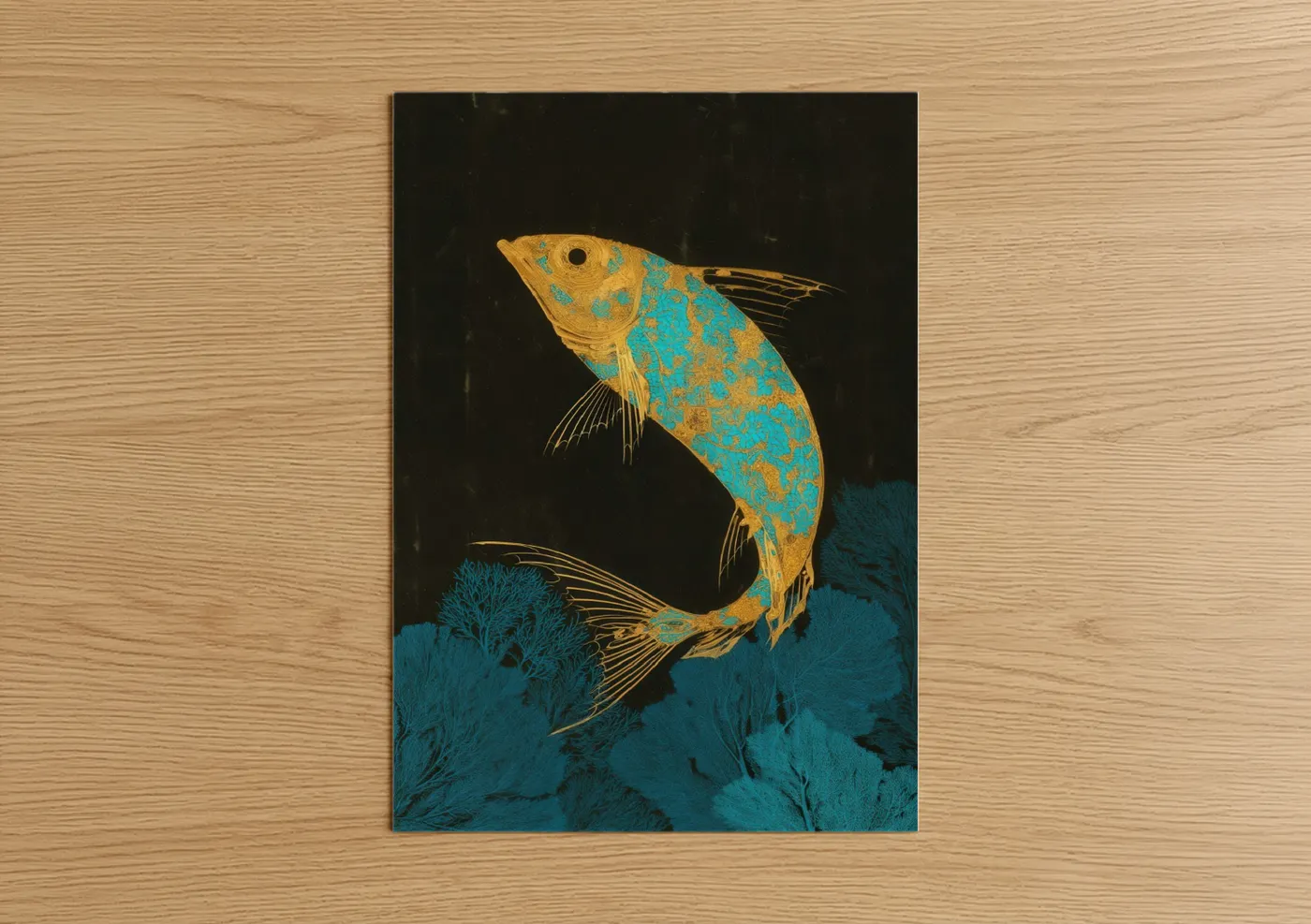 Golden Dragon Fish Aquatic Wall Art