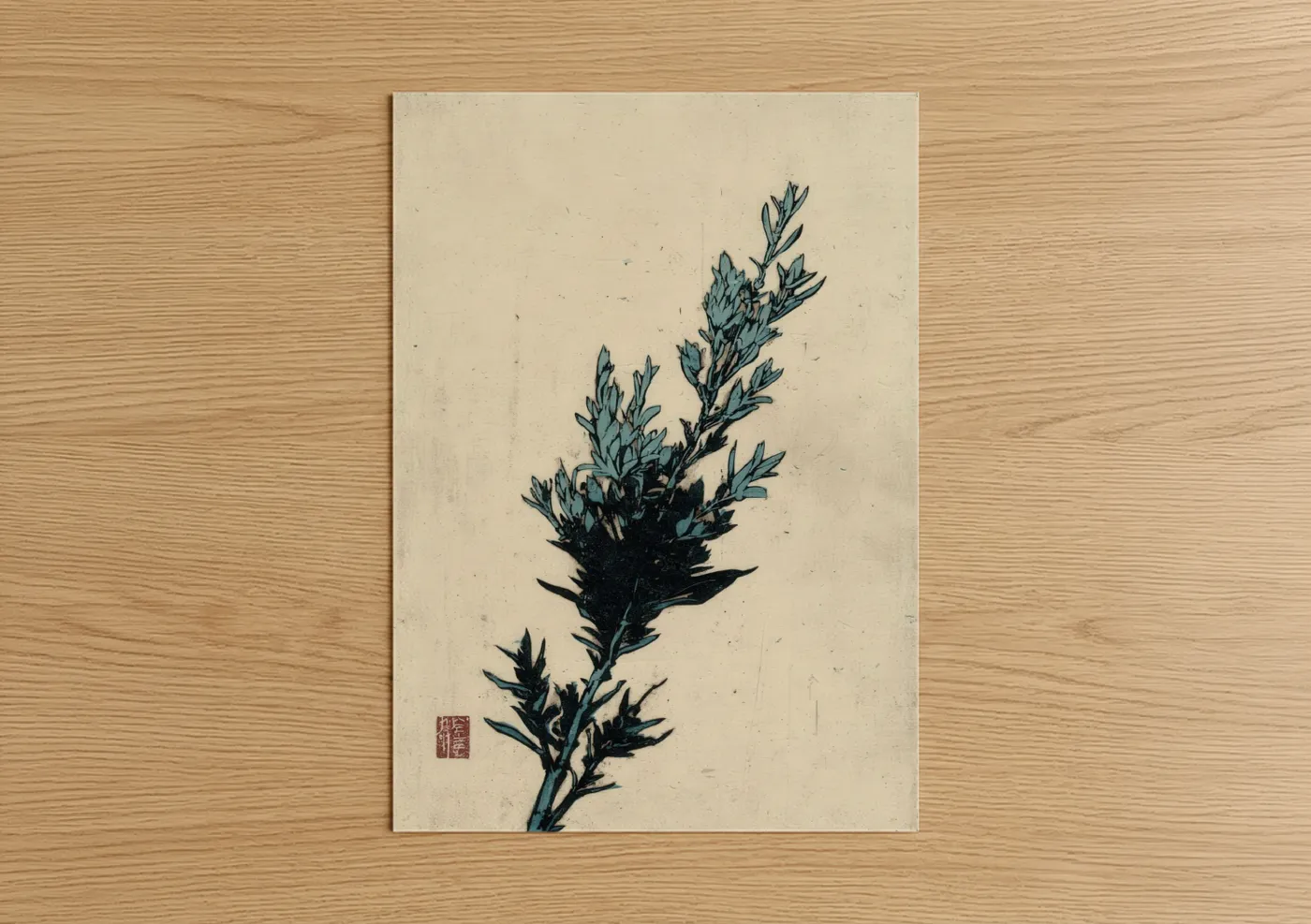 Botanical Herb Study Japanese Woodblock Wall Art