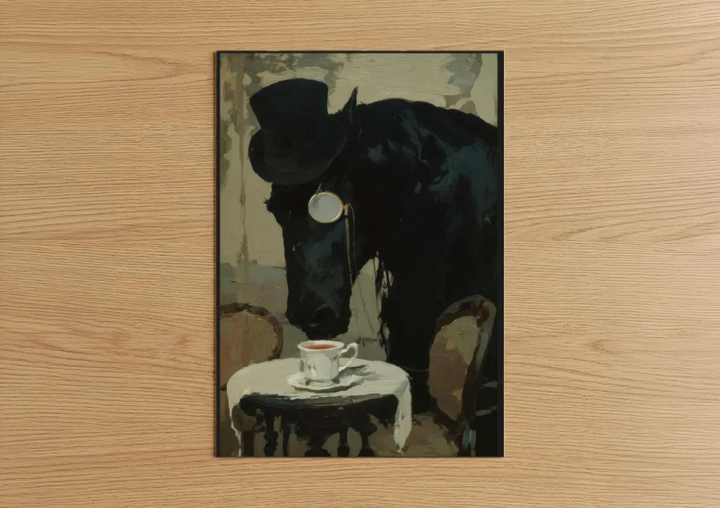 Black Friesian Horse Elegant Portrait Wall Art