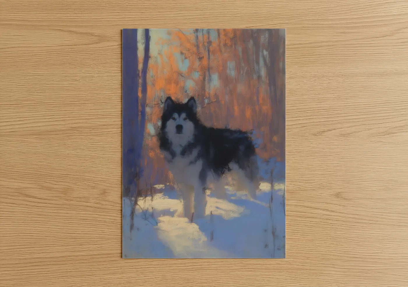 Snowy Spitz Dog Winter Landscape Wall Art