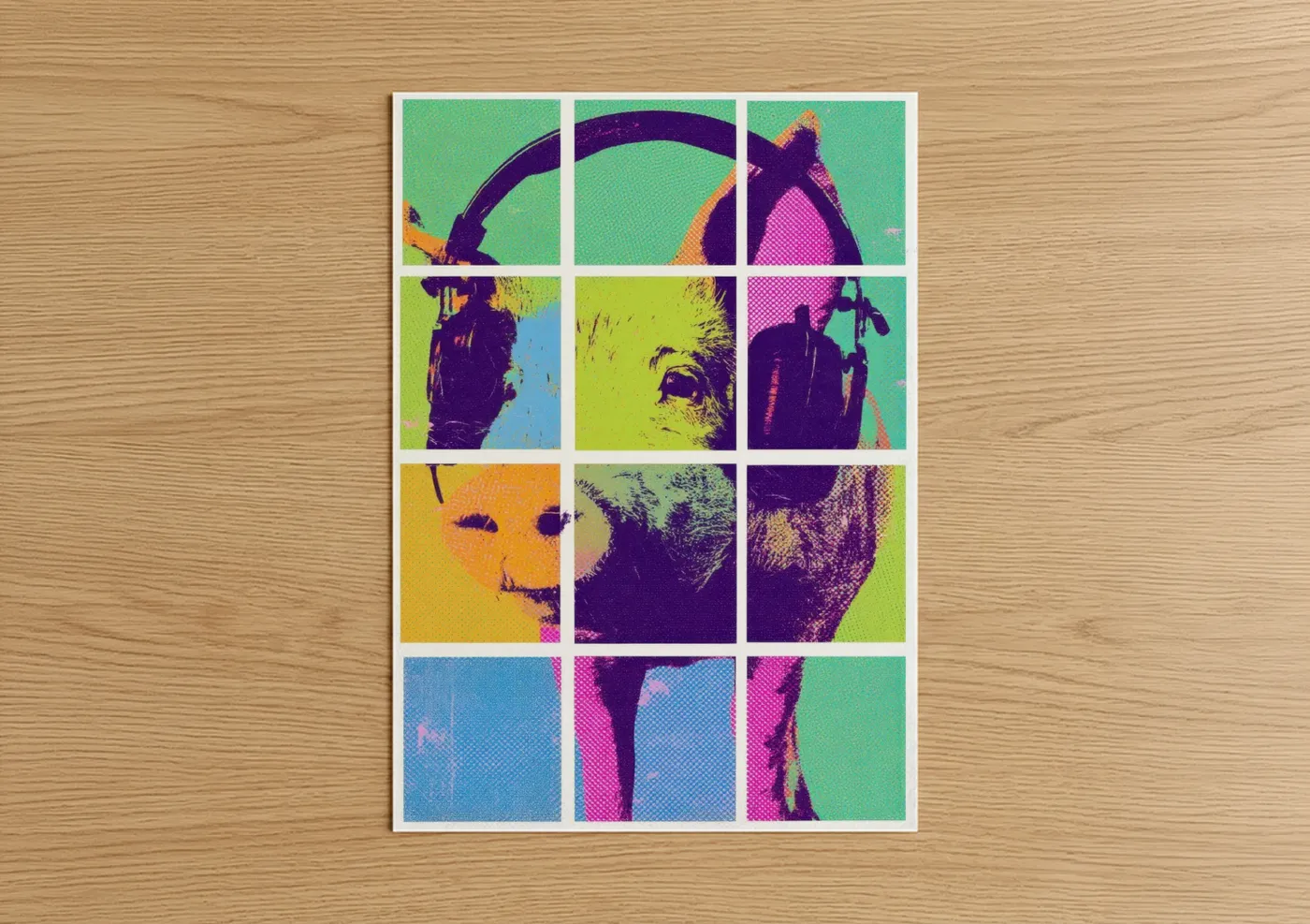 Pop Art Pig Portrait Colorful Wall Art