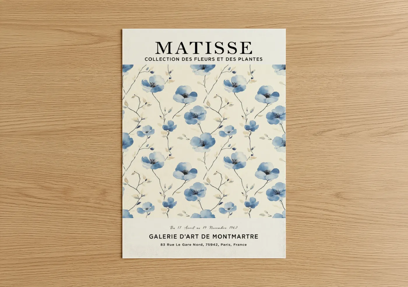 Blue Abstract Floral Botanical Watercolor Wall Art