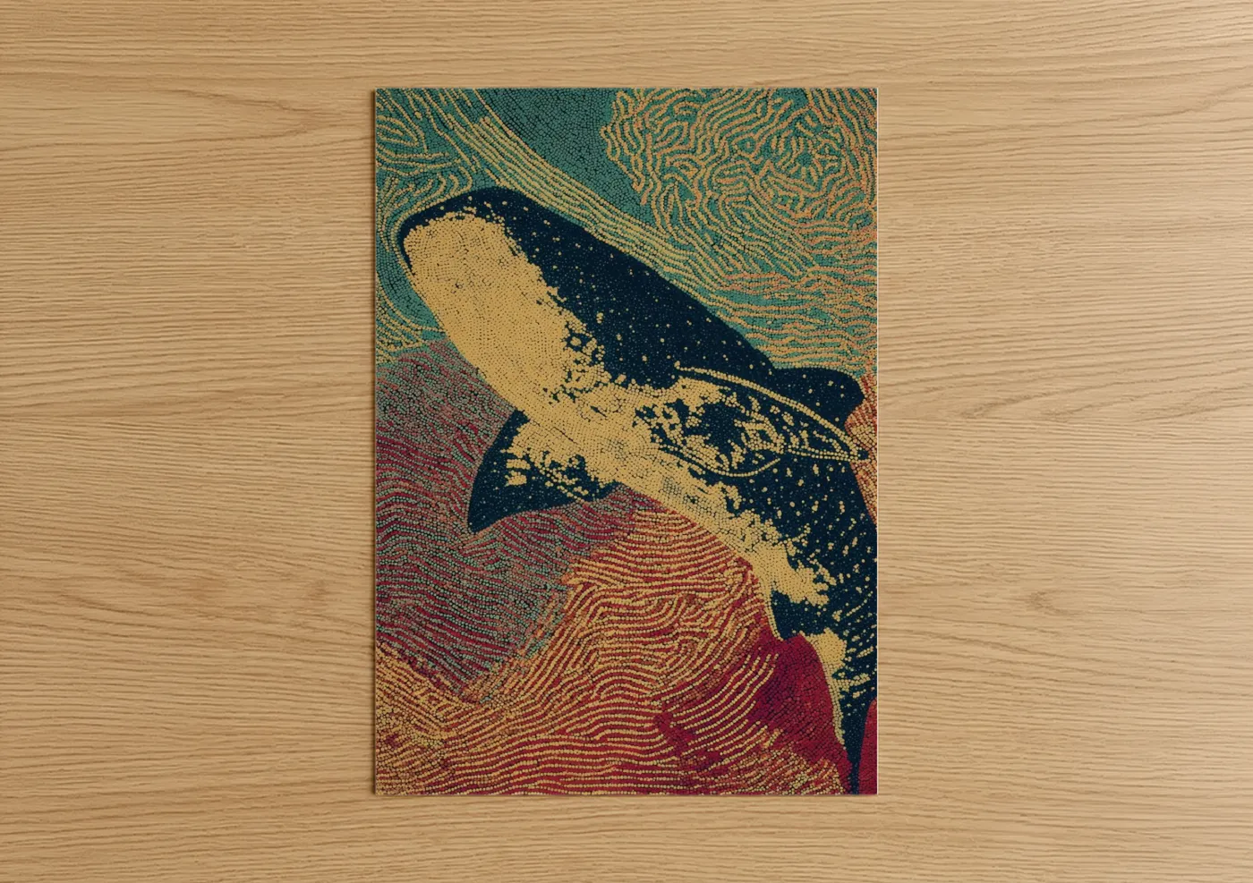 Indigo Whale Shark Abstract Pointillism Wall Art