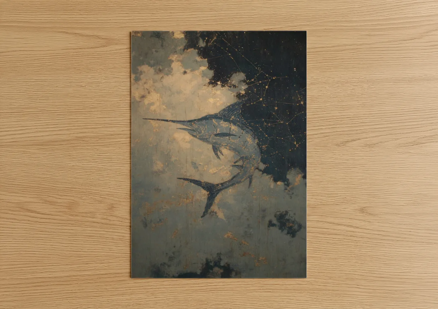 Celestial Marlin Gold Ocean Wall Art