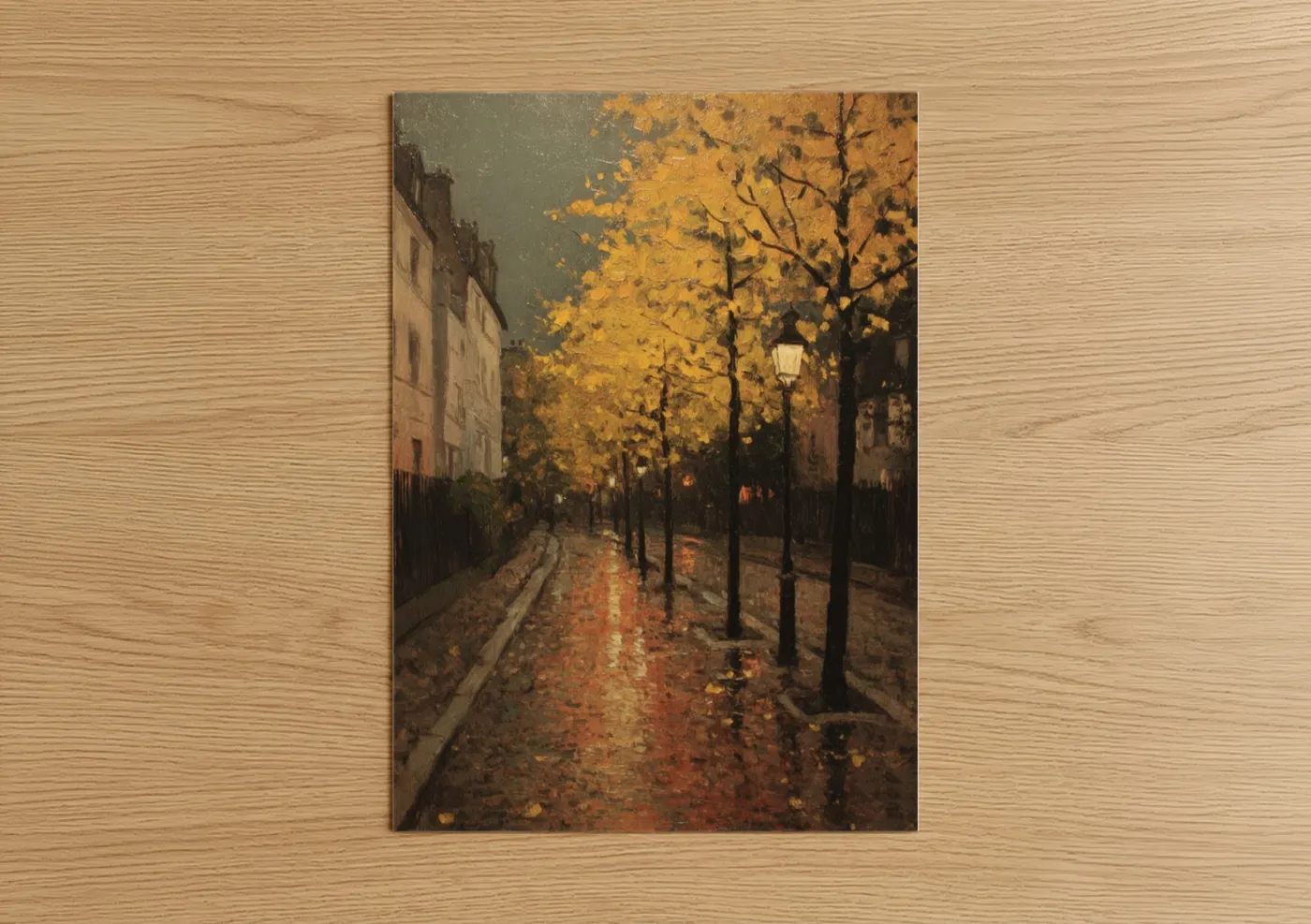 Golden Autumn Street Impressionism Wall Art