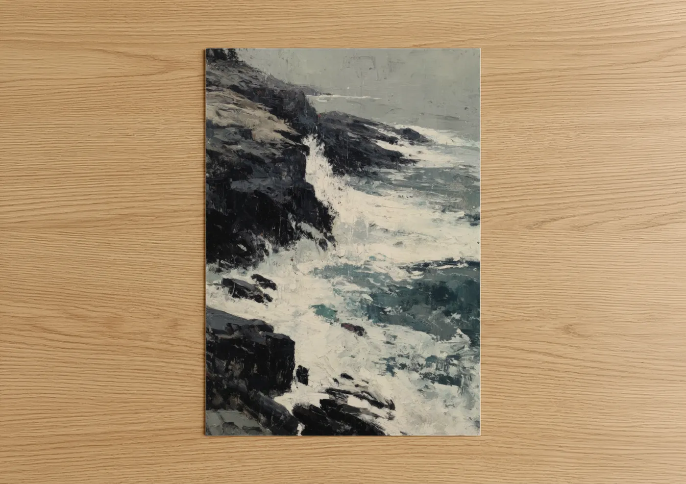 Dramatic Coastal Cliff Ocean Waves Wall Art