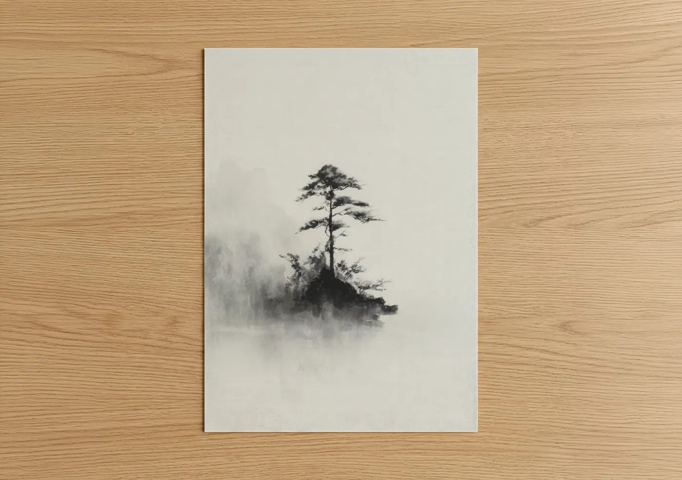 Misty Island Pine Tree Landscape Wall Art