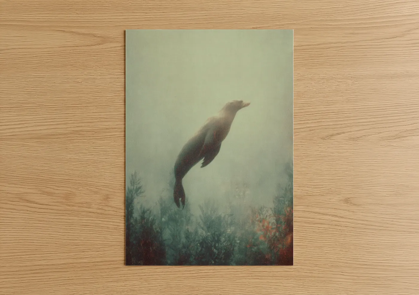 Diving Sea Lion Underwater Ocean Art Wall Art