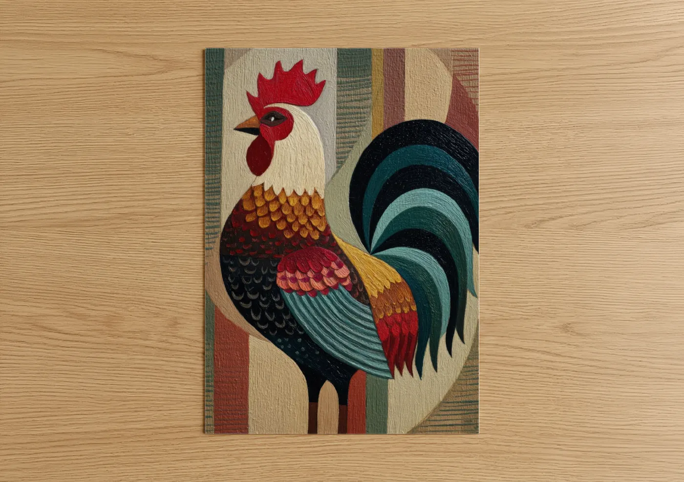 Crimson Rooster Farmyard Wall Art
