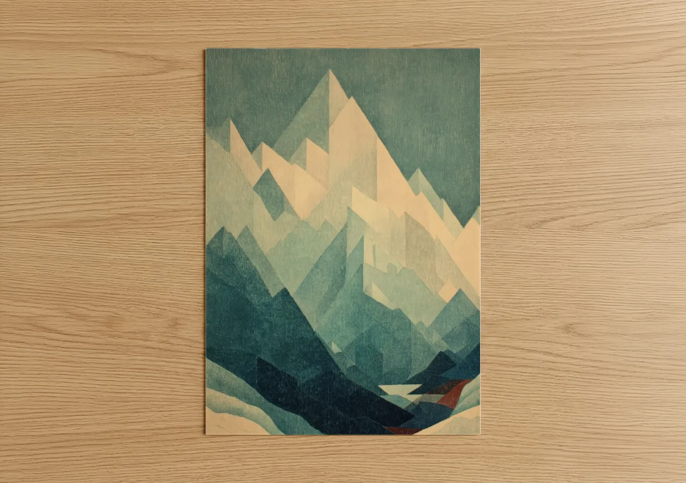 Cream Peak Mountains Geometric Wall Art