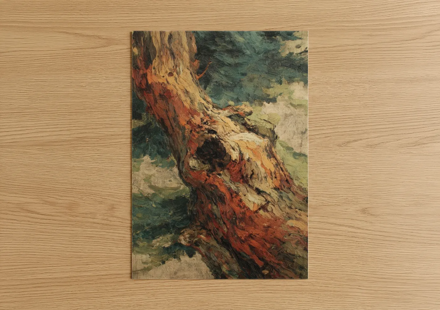Textured Arbutus Tree Oil Painting Wall Art