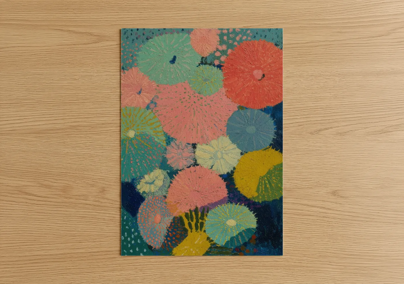 Colorful Sea Urchin Abstract Wall Art