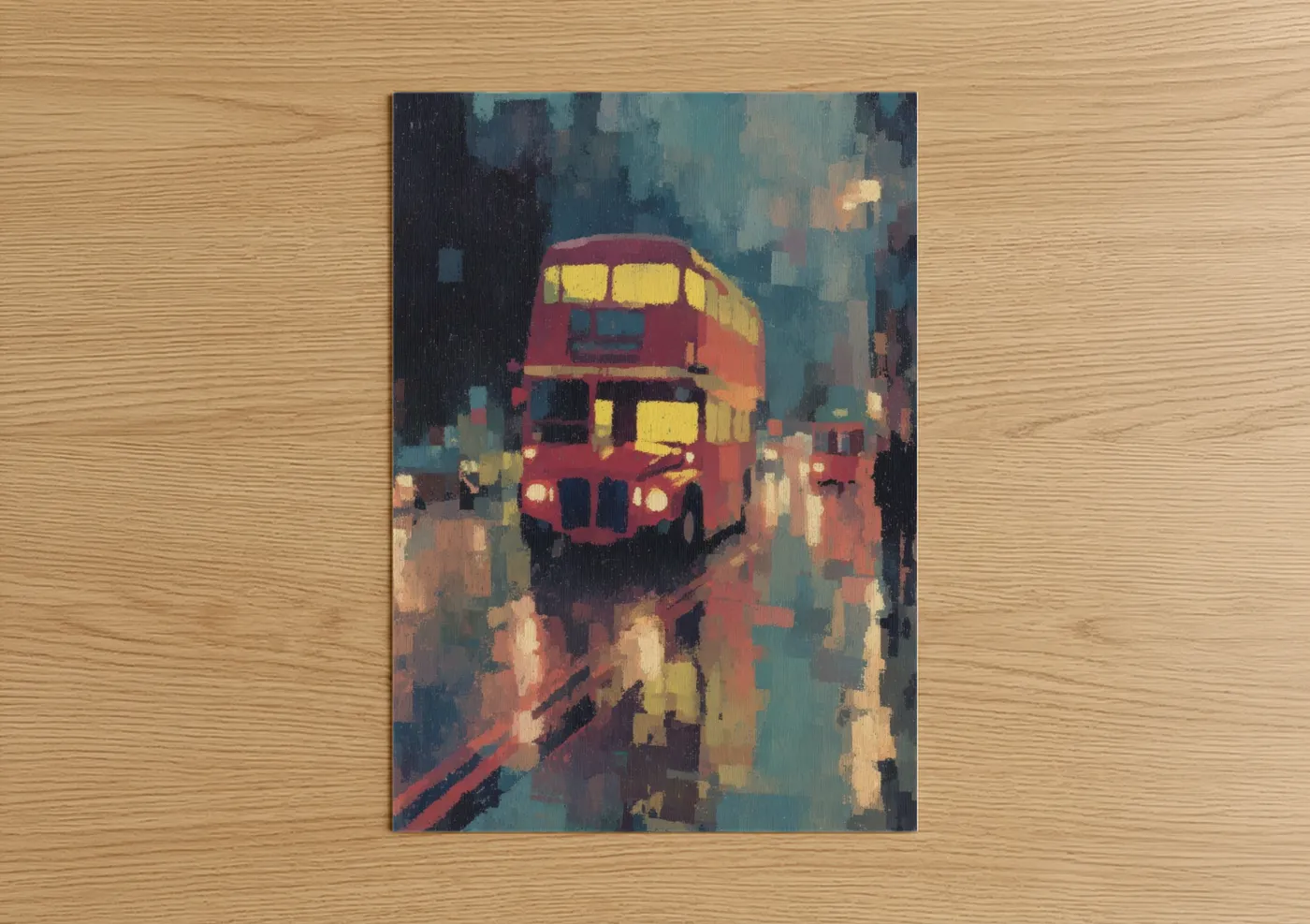 Red London Nightbus Impressionist Wall Art