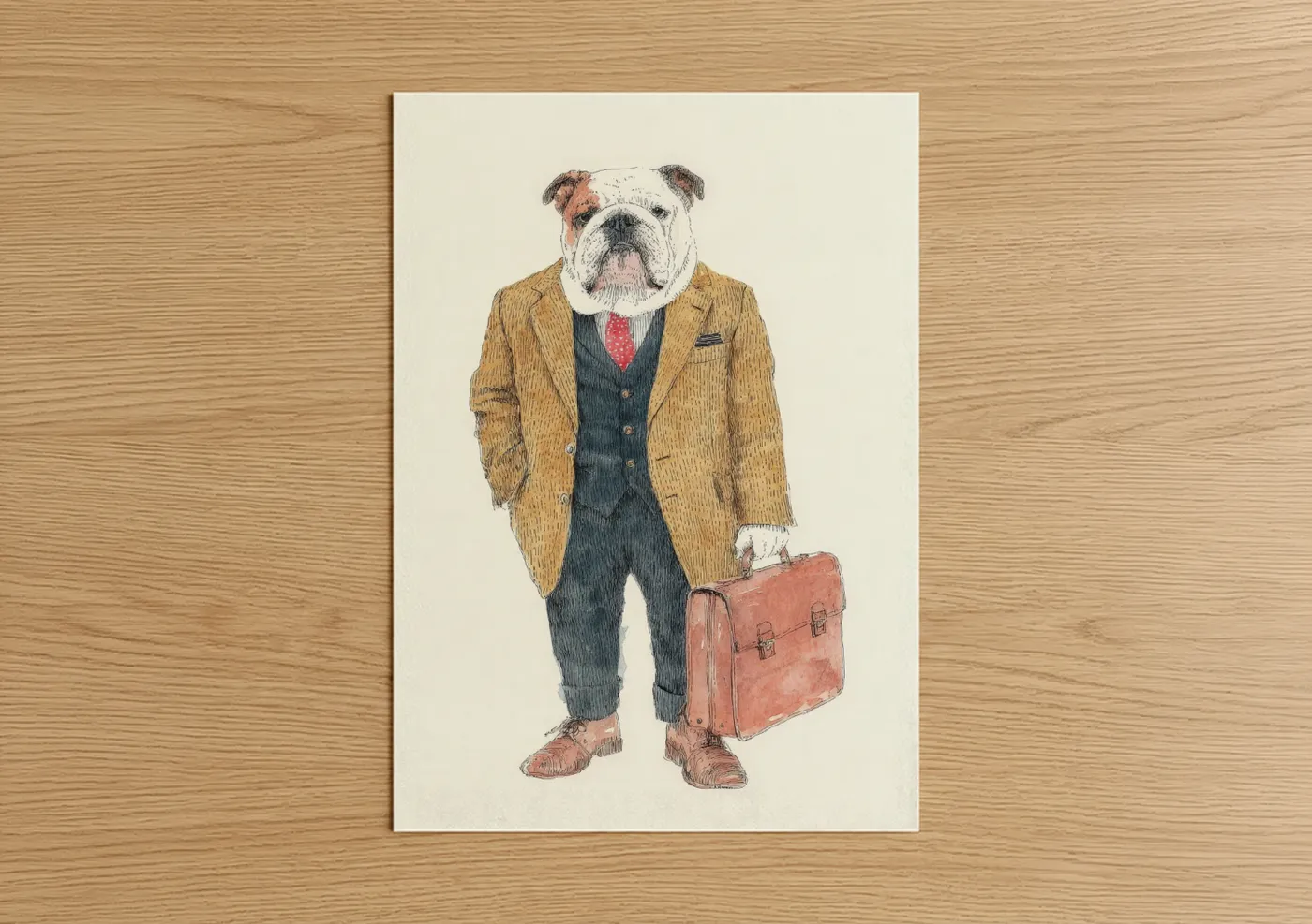 Dapper Bulldog Fashion Illustration Wall Art