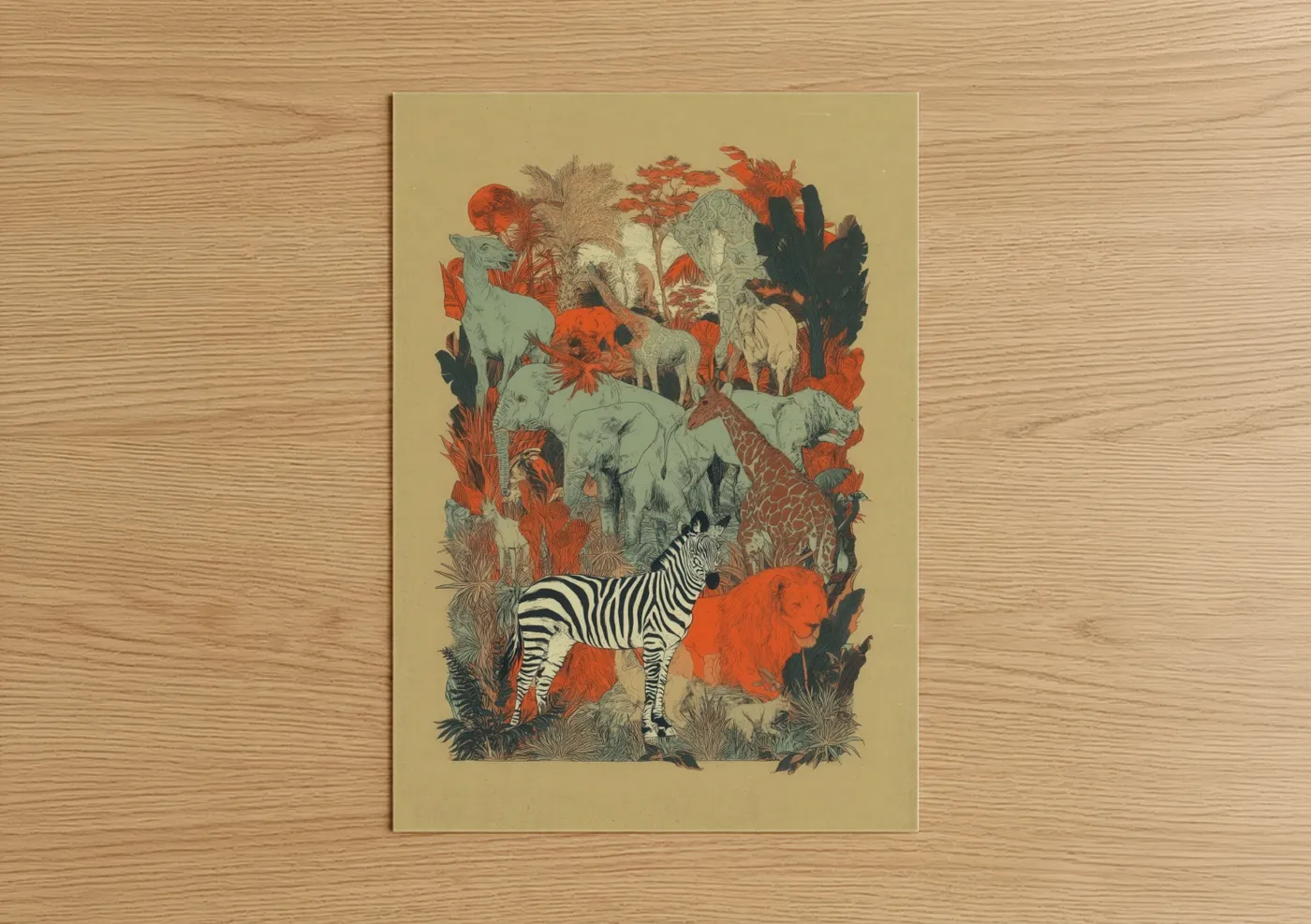 Safari Zebra Gathering Wildlife Wall Art