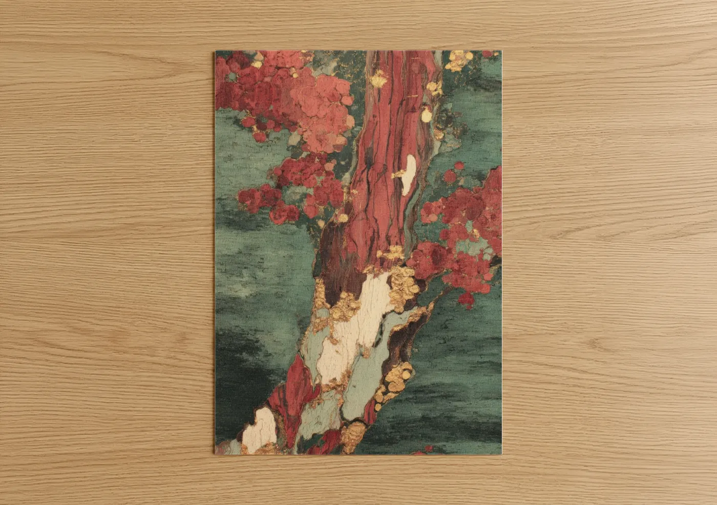Crimson Arbutus Tree Abstract Wall Art