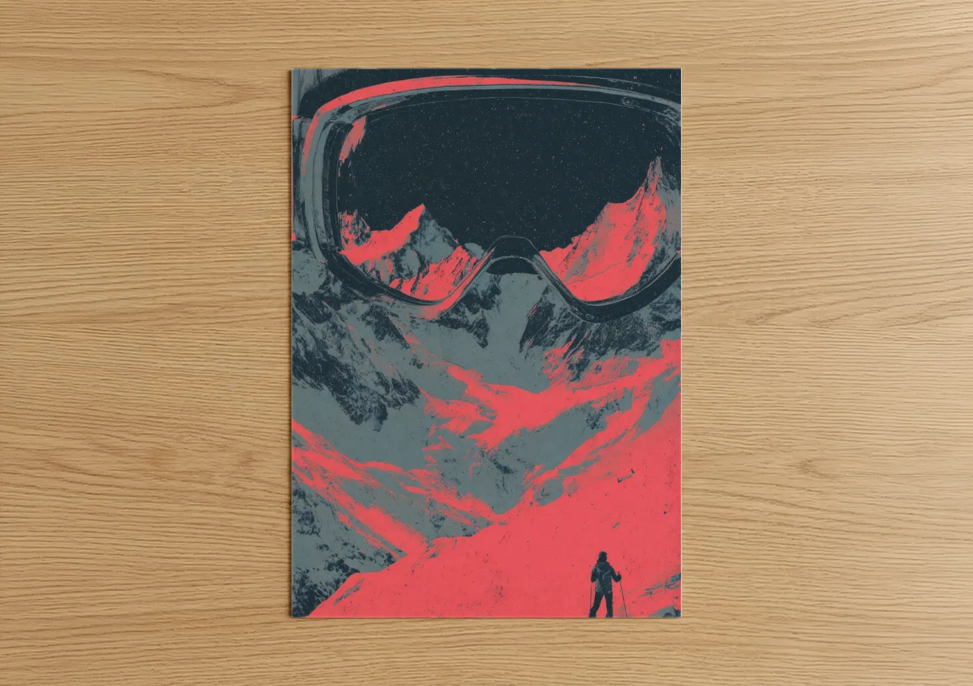 Snowy Slope Skier Winter Mountain Wall Art