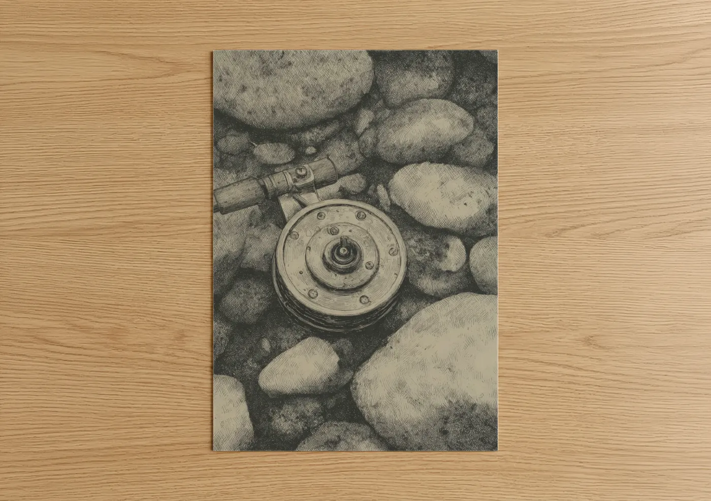 Vintage Fishing Reel Riverside Wall Art