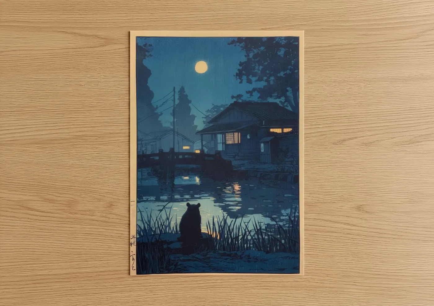 Hamster Moonlight Night Landscape Wall Art