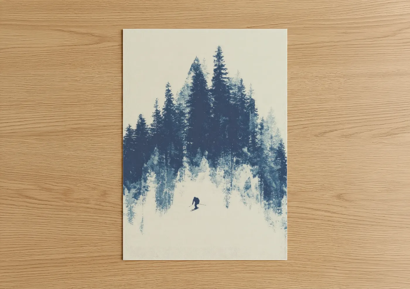 Skier Winter Mountain Snow Landscape Wall Art