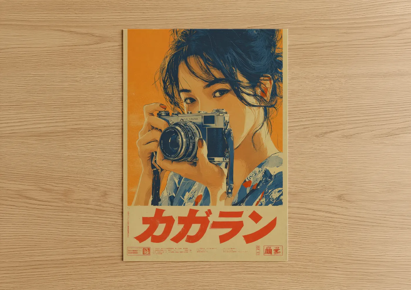 Vintage Japanese Camera Girl Poster Wall Art