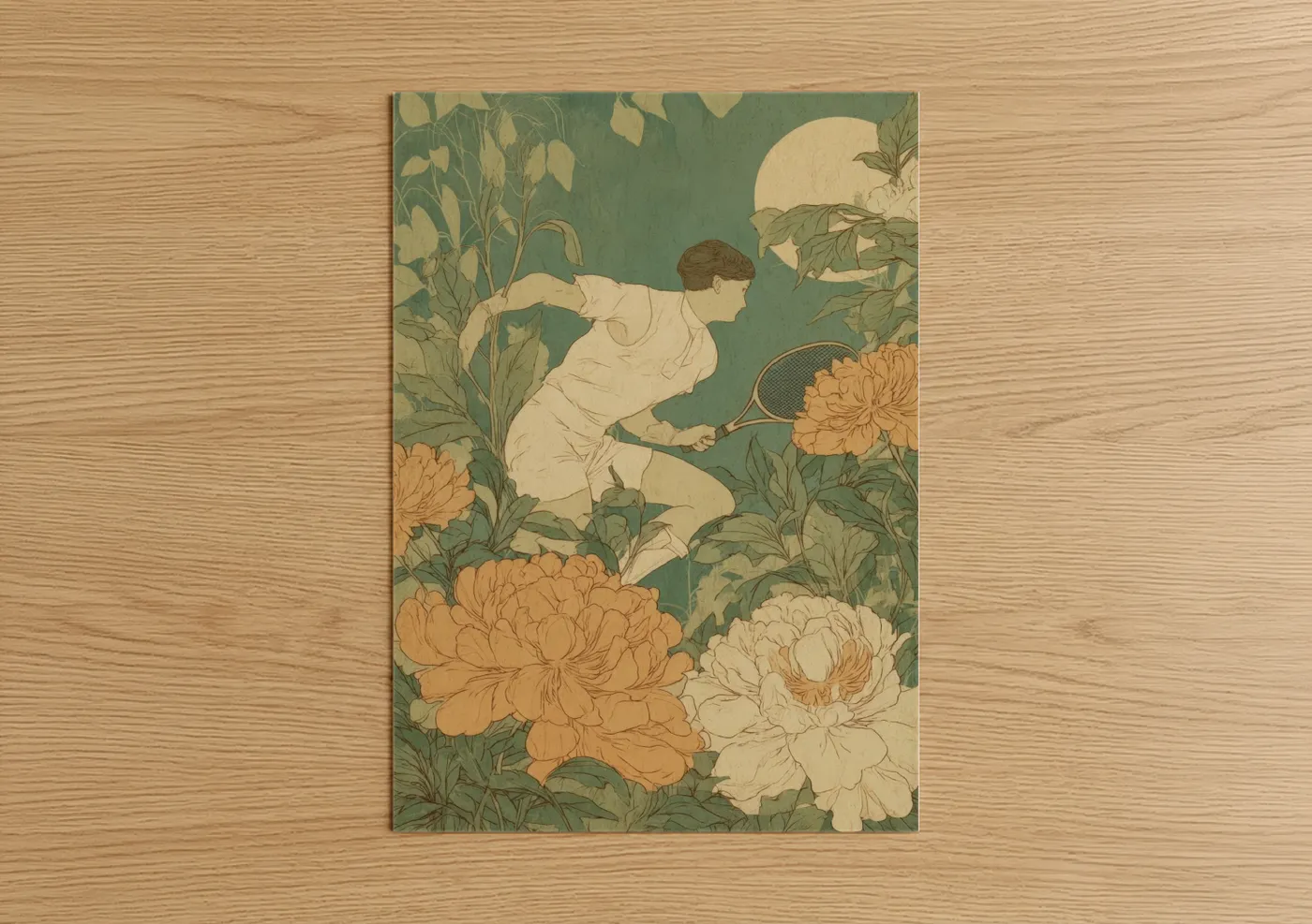 Vintage Garden Tennis Player Wall Art