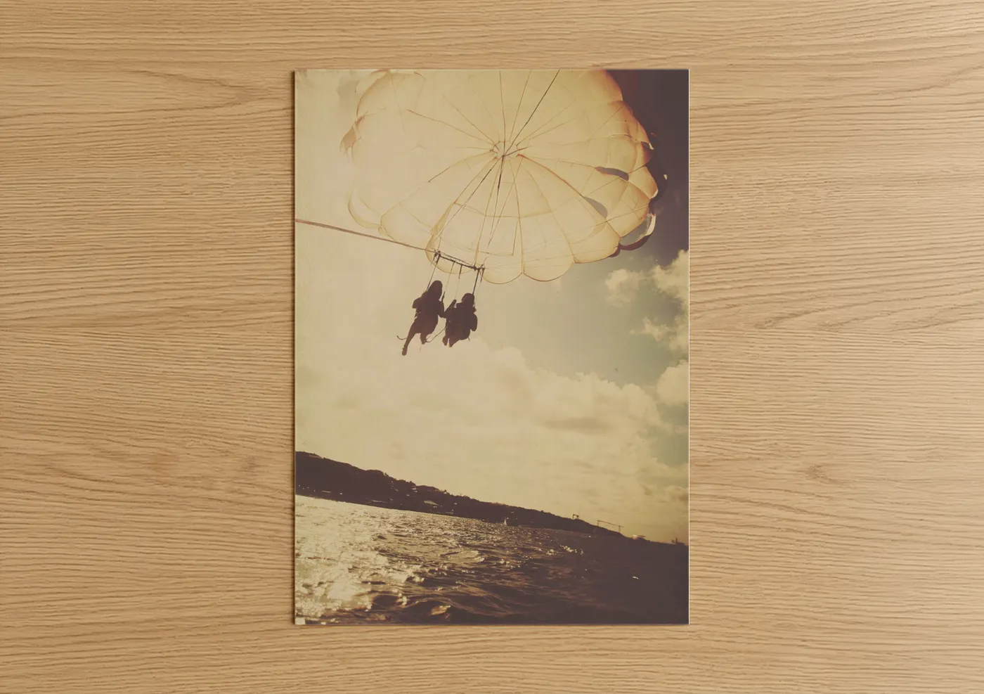Golden Parasailing Adventure Over Ocean Wall Art