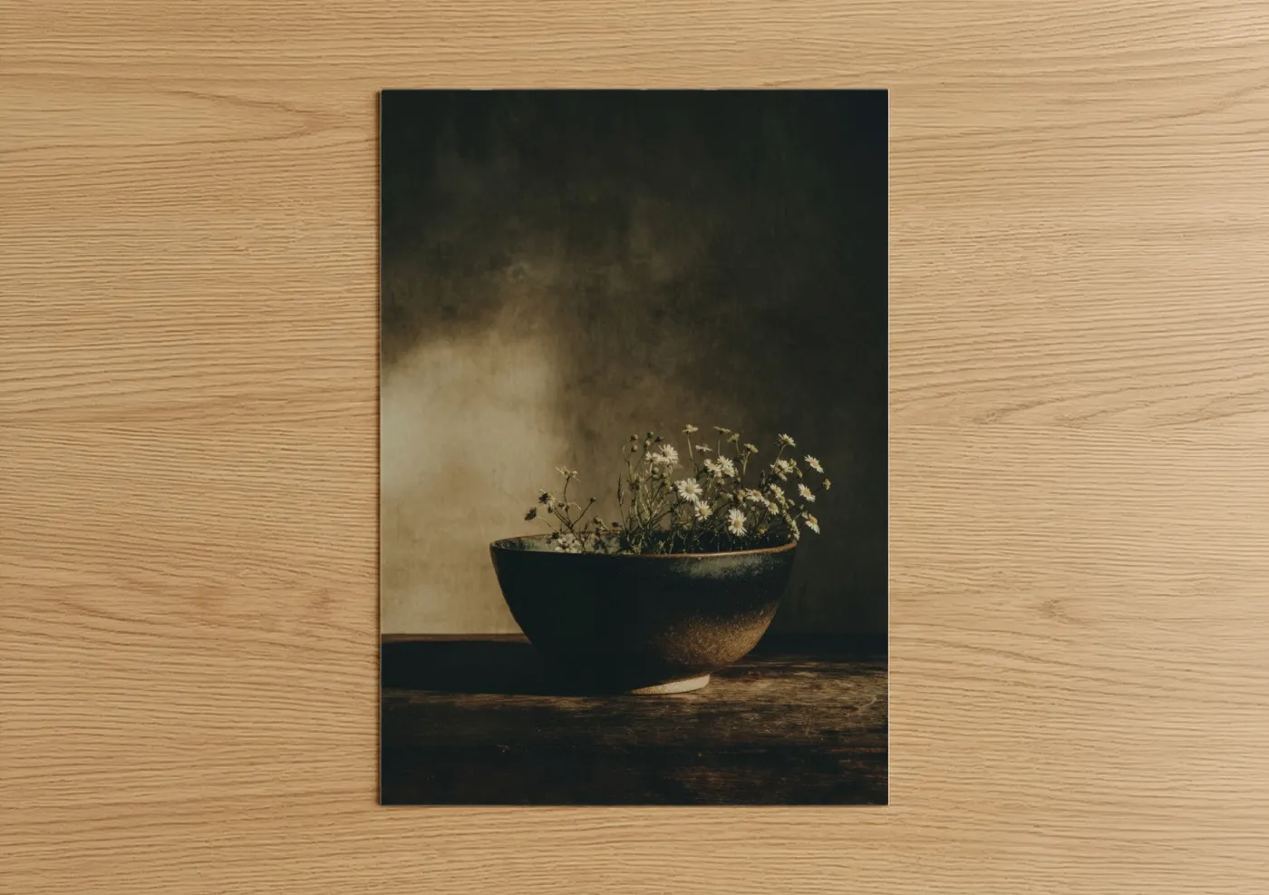 Rustic Daisy Bowl Pottery Still Life Wall Art