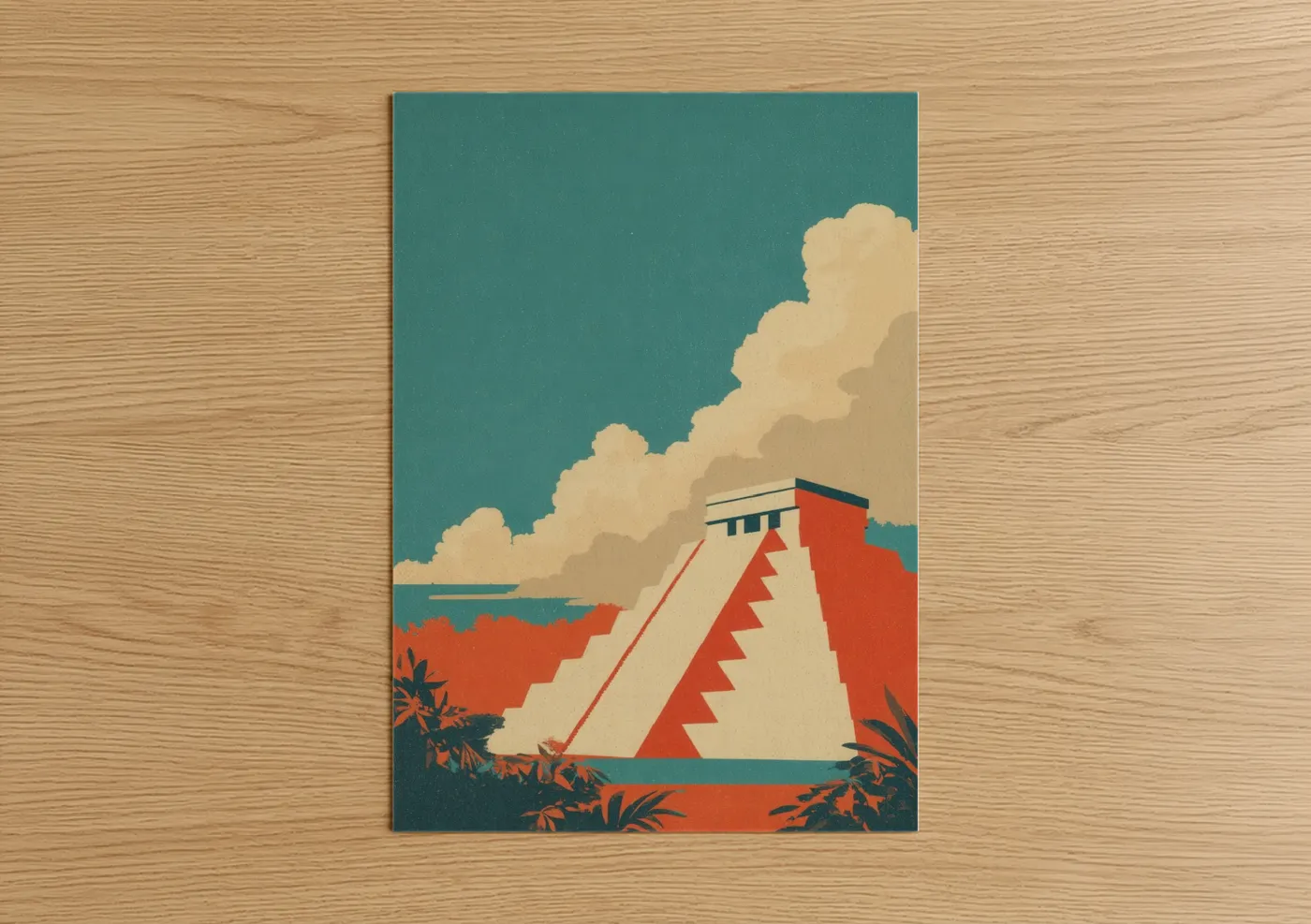 Chichen Itza Mayan Pyramid Art Deco Wall Art