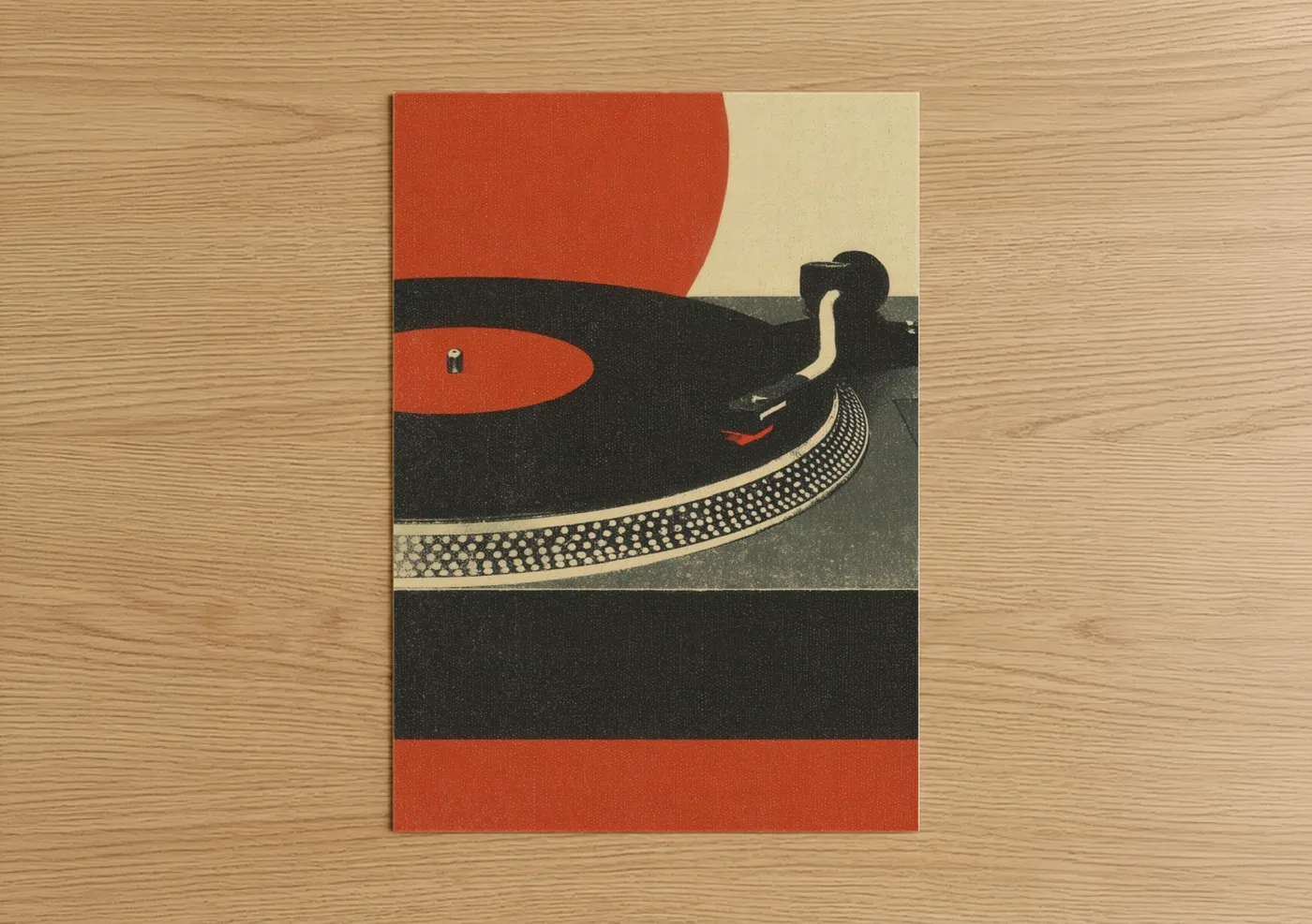 Vintage Turntable Sunset Art Deco Wall Art