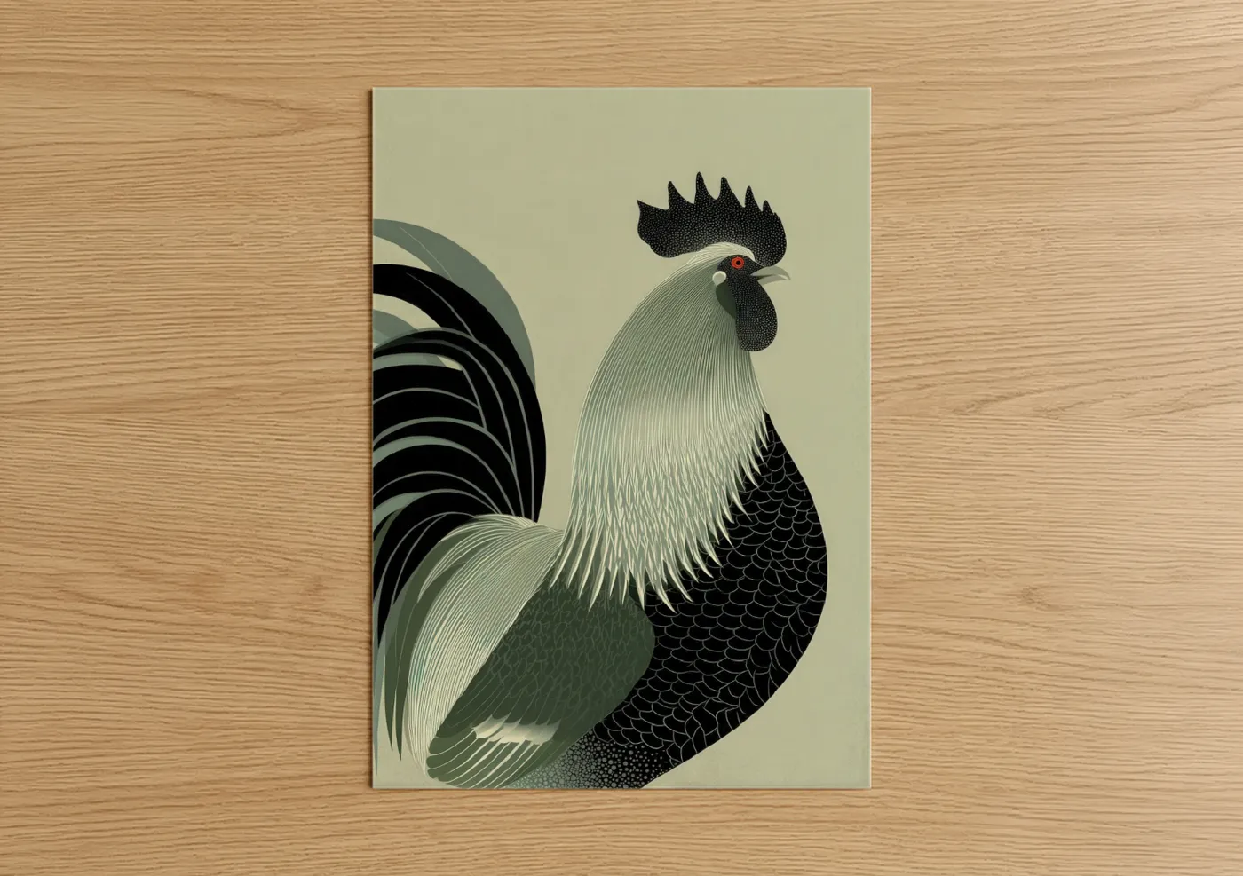 Geometric Rooster Line Art Print Design Wall Art