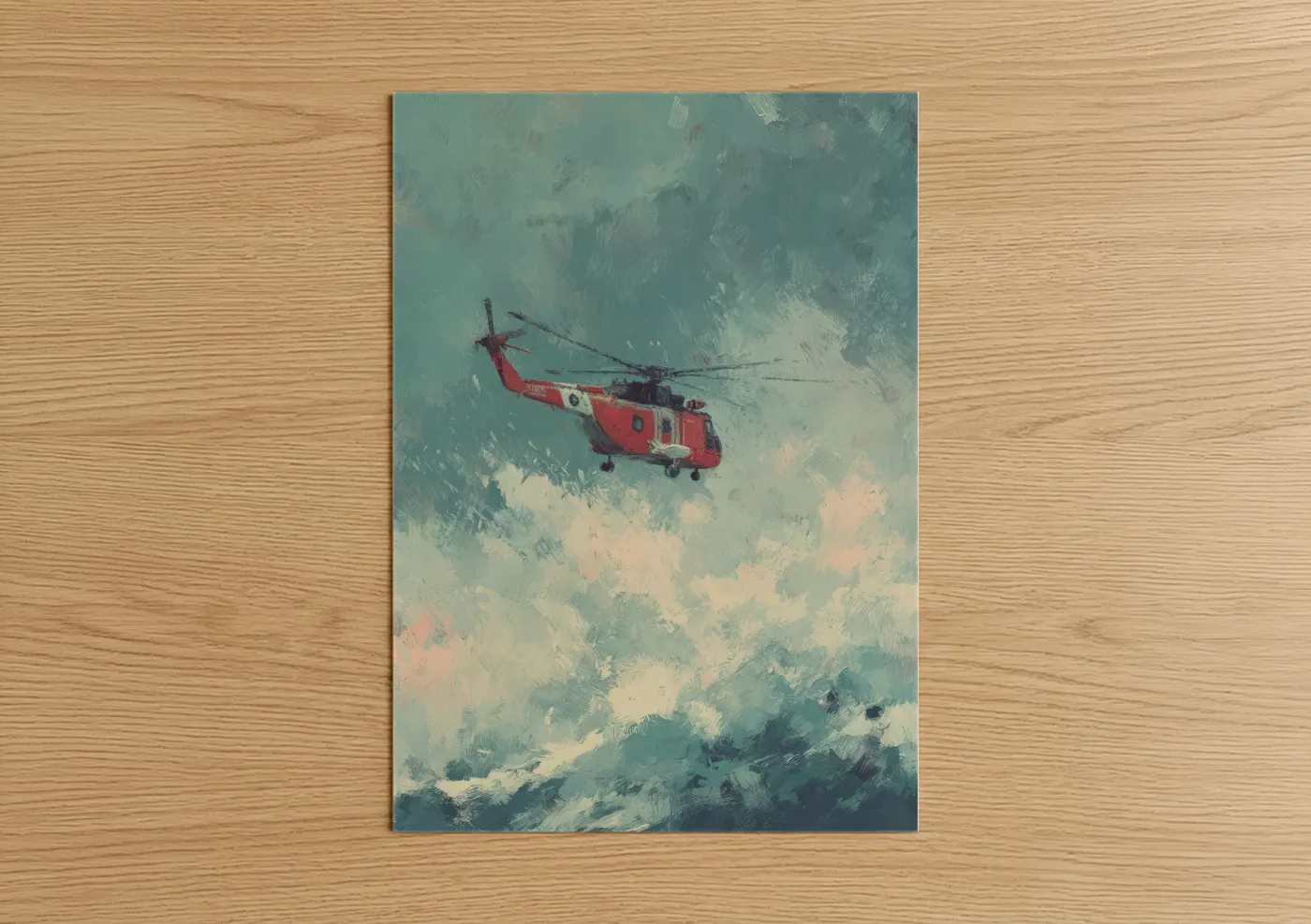 Red Helicopter Mountain Rescue Wall Art
