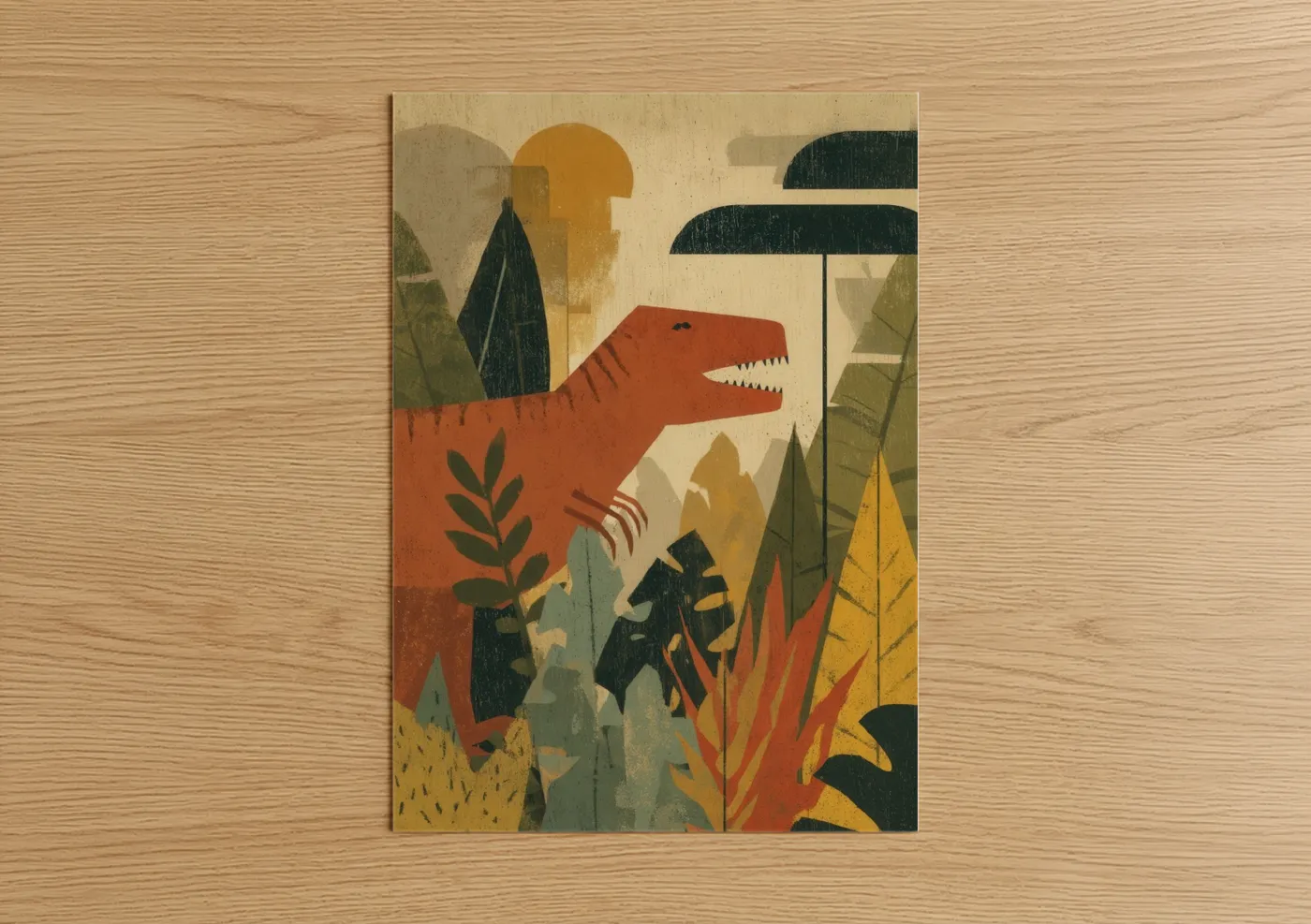 Dinosaur Adventure Retro Illustration Wall Art