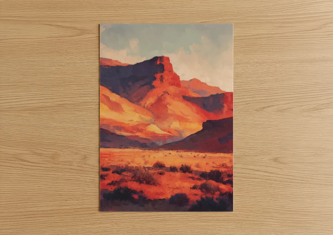 Crimson Desert Dune Landscape Painting Wall Art