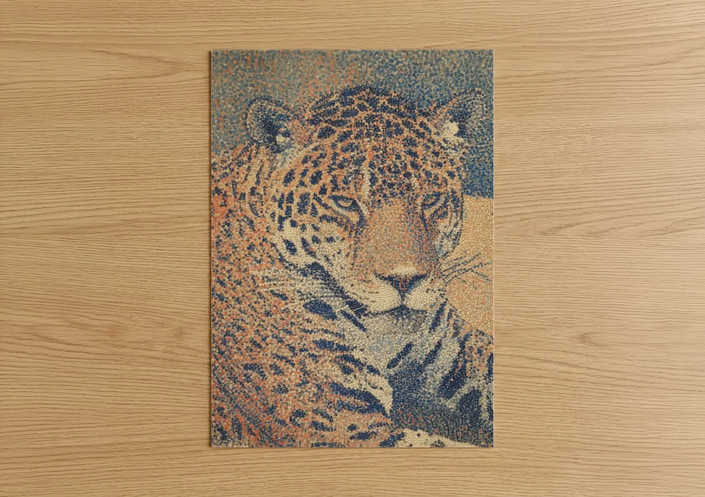 Spotted Jaguar Portrait Pointillist Wall Art