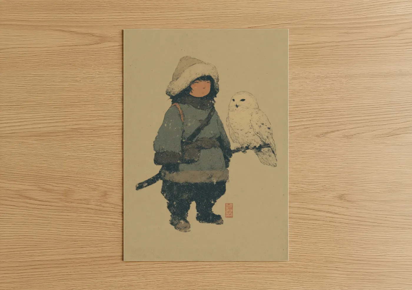 Snowy Dwarf with Owl Winter Wall Art