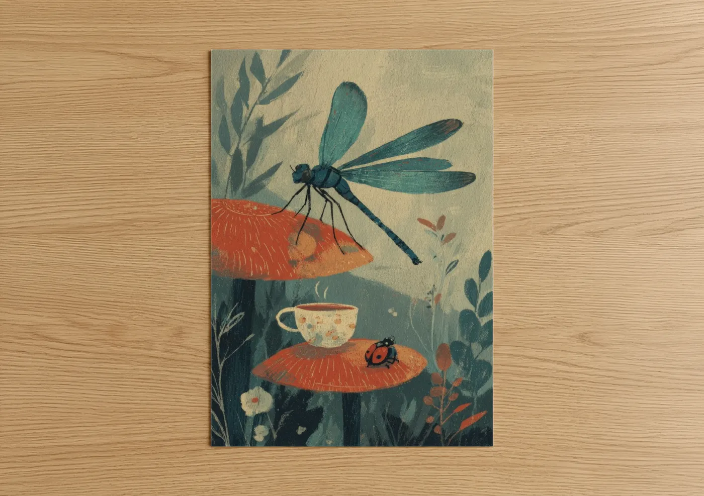 Teal Dragonfly Whimsical Garden Wall Art