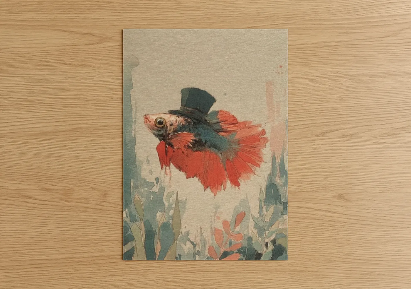 Gentleman Betta Fish Watercolor Wall Art