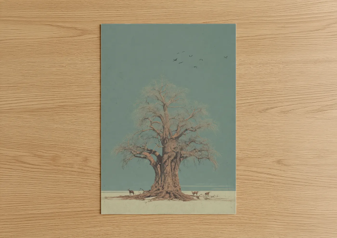 Solitary Desert Tree Savanna Landscape Wall Art
