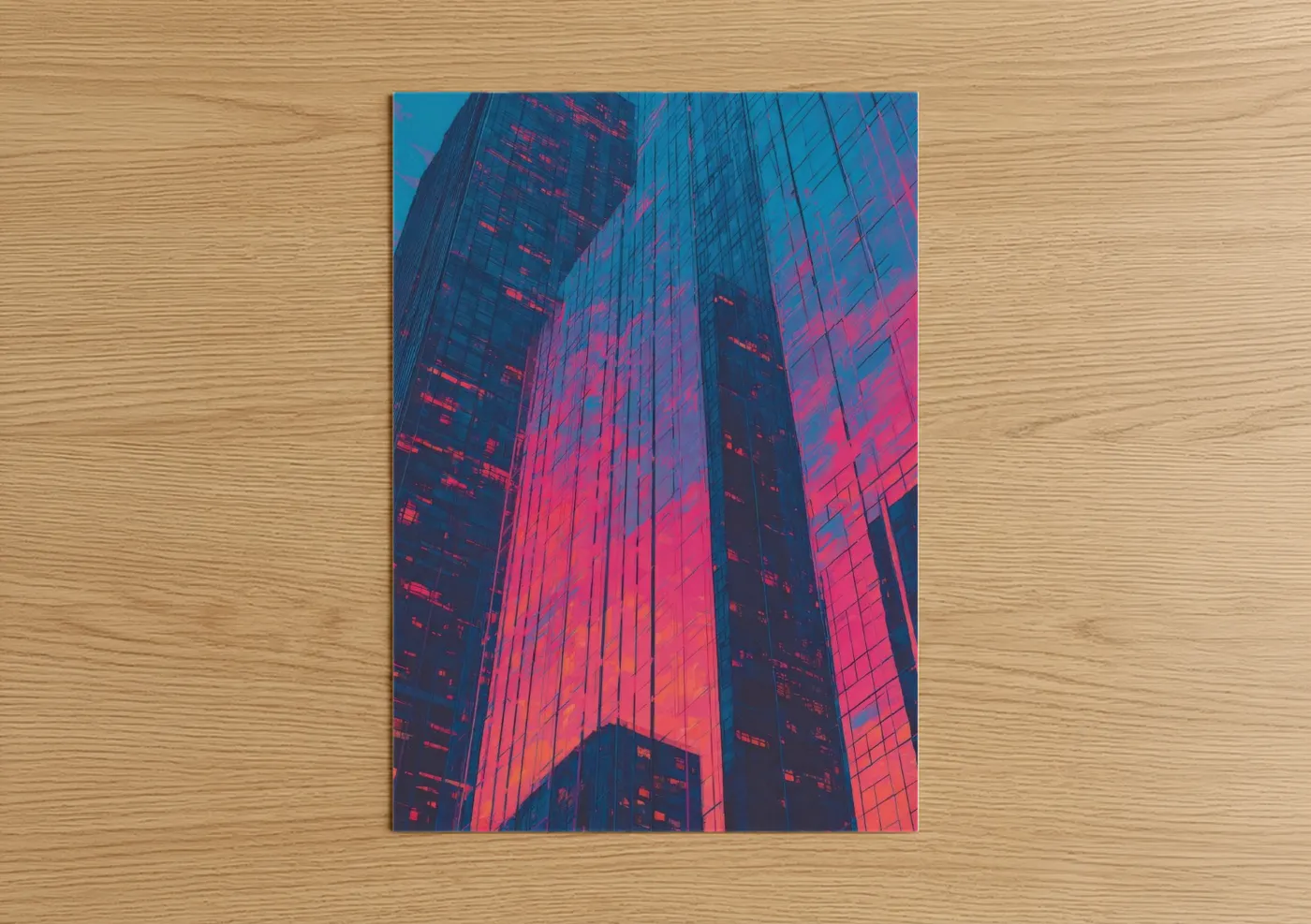 Modern Neon Skyline Architecture Wall Art