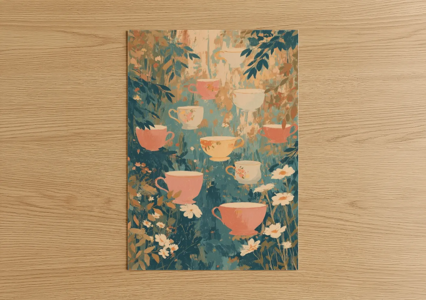 Botanical Tea Garden Illustration Wall Art