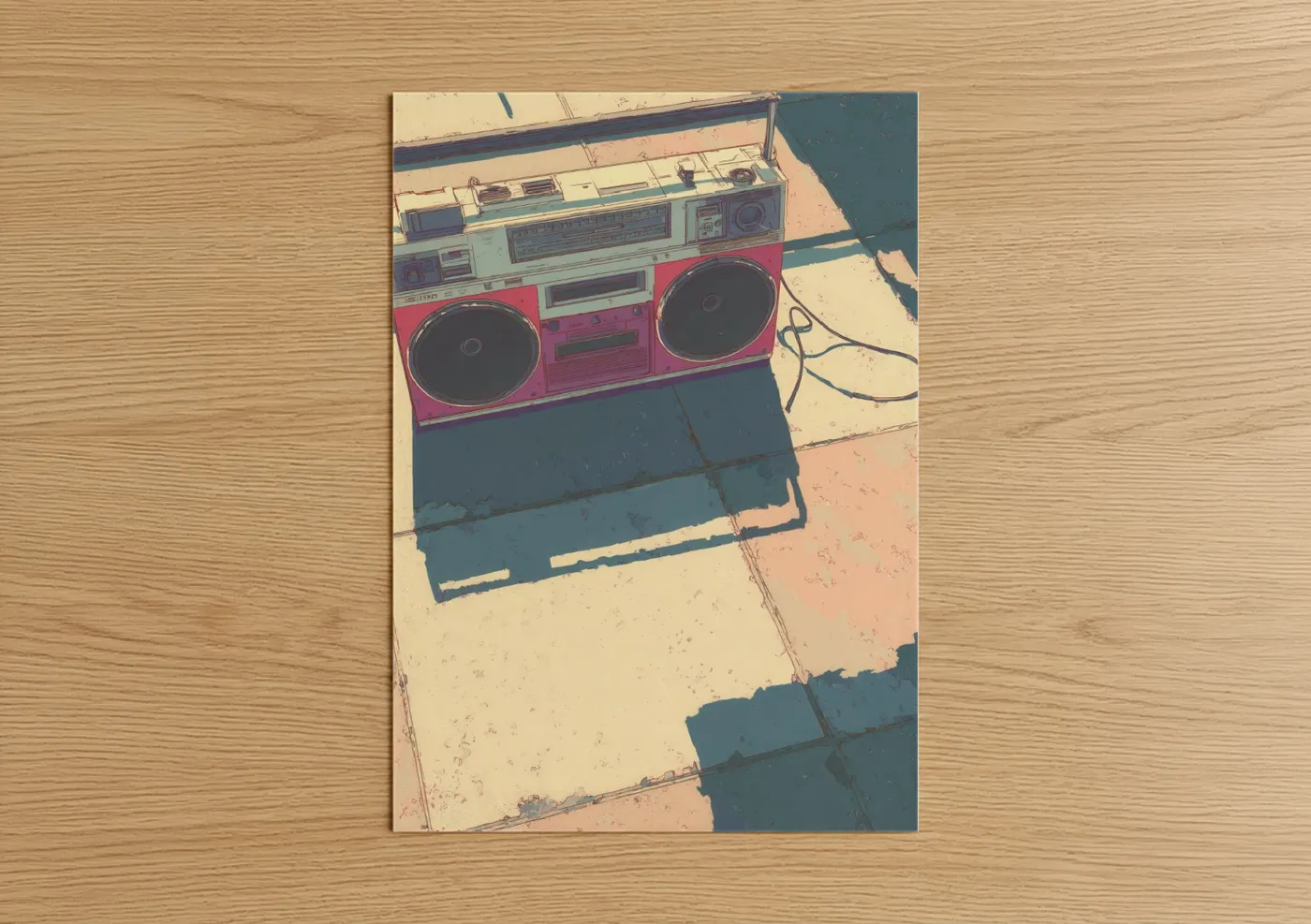 Retro Pink Boombox Vintage Urban Wall Art