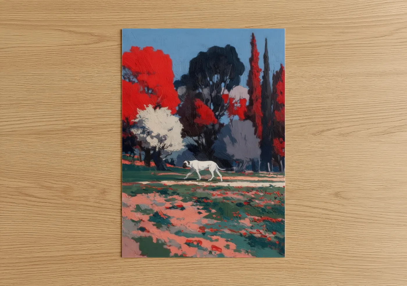 White Mastiff Landscape Painting Wall Art