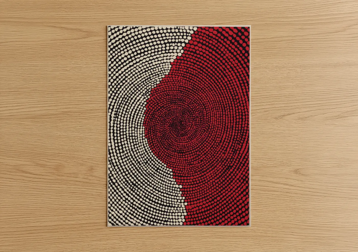 Crimson Spiral Abstract Geometric Wall Art