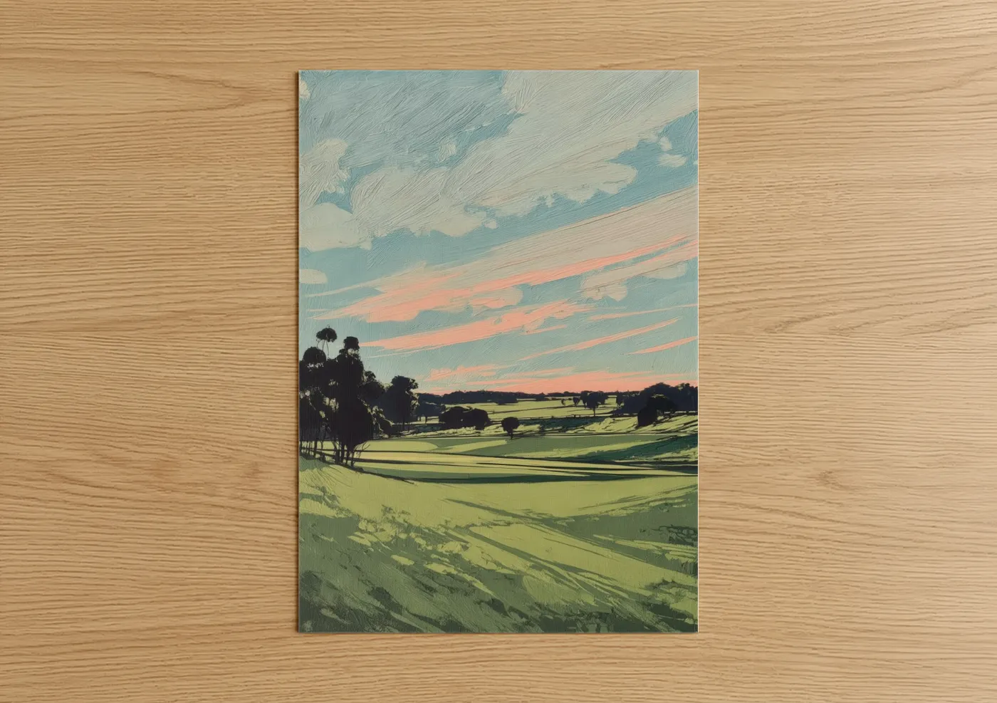 Golden Hour Rural Landscape Artwork Wall Art