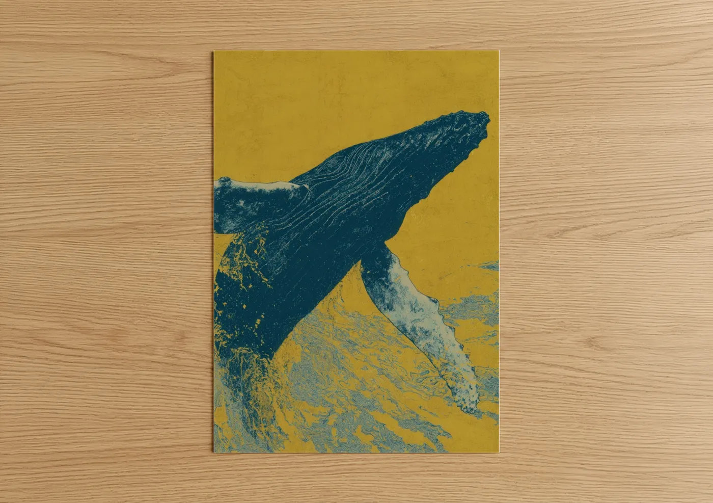 Golden Humpback Whale Art Print Wall Art