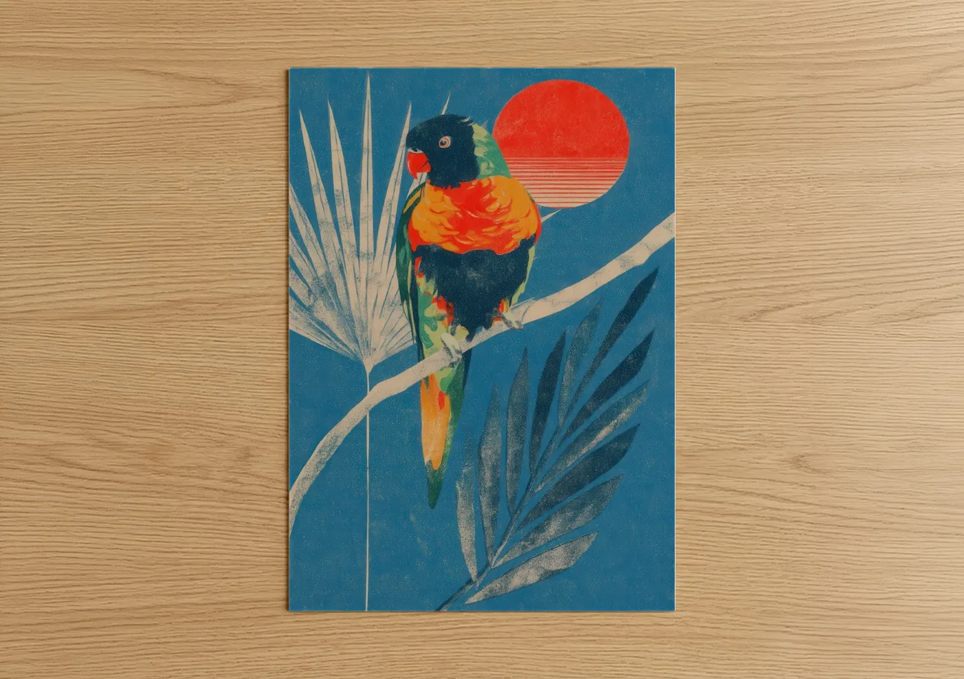 Rainbow Lorikeet Sunset Art Print Wall Art