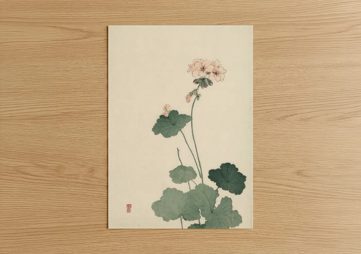 Delicate Geranium Botanical Illustration Wall Art