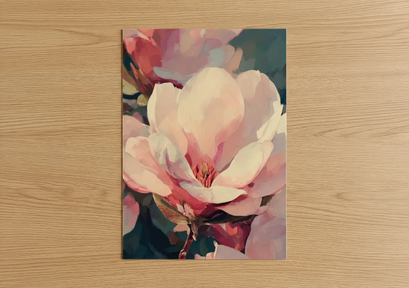 Blushing Magnolia Flower Watercolor Wall Art